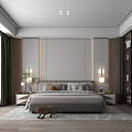 Modern Bedroom Interior Design With Gray Bedhead Wall Hanging Lights And Rug