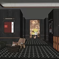 Elegant Modern Hotel Lobby Interior With Green Sofa And Wooden Front Desk
