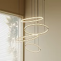 Modern Circular Pendant Lights With Soft Glow In Interior By Window Blinds 3d model