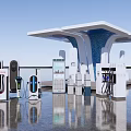 Modern Exhibition Hall Featuring Electric Vehicle Charging Piles And Modern Canopy Design