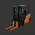 3D Rendered Orange Forklift Truck With Black Accents And Industrial Design Features