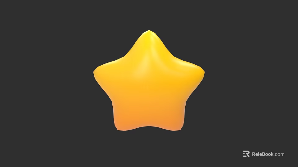 Yellow 3D Star Decorative Object Isolated On Dark Background 3d model 