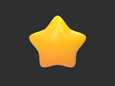 Yellow 3D Star Decorative Object Isolated On Dark Background 3d model