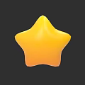 Yellow 3D Star Decorative Object Isolated On Dark Background