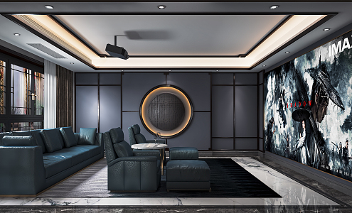 Modern Video Room Private Cinema Sofa Combination Decorative Cabinet Display Cabinet Projector Leisure Room 3d model