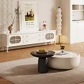 Modern Living Room With White TV Stand Coffee Tables And Decorative Elements