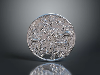 Shiny Silver Round Object With Intricate Carved Patterns And Detailed Design 3d model
