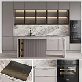 Elegant Modern Kitchen Interior With Marble Island Countertop And Stylish Cabinets