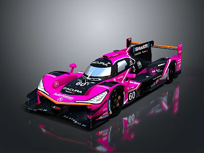 Pink Race Car With Coca-Cola Logo Number 60 Streamlined Design Shiny Surface 3d model