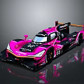 Pink Race Car With Coca-Cola Logo Number 60 Streamlined Design Shiny Surface