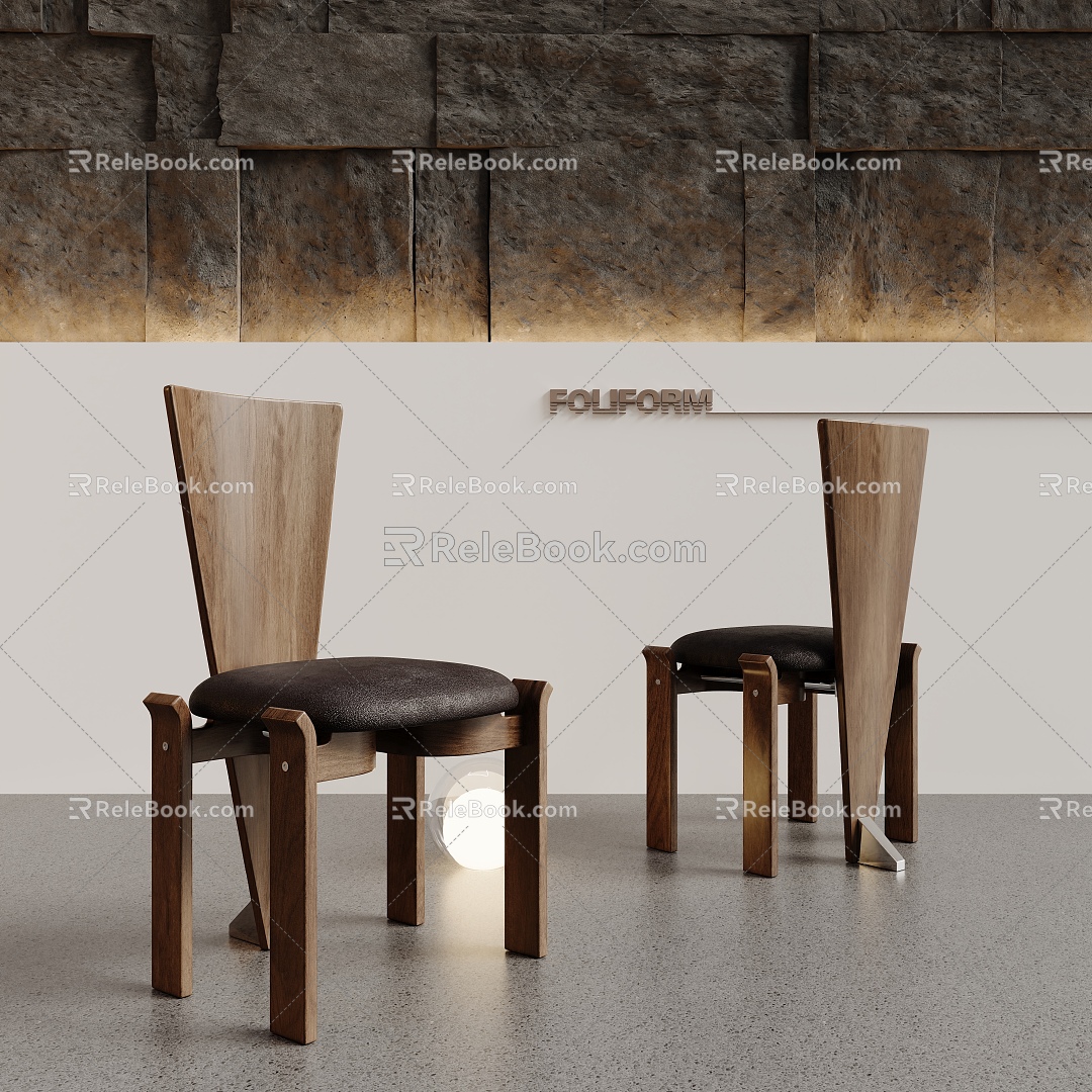 Middle Ancient Log Dining Chair 3d model