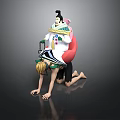 Detailed Collectible Anime Character Statue With Kneeling Figure Carrying Seated Figure