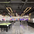 Stylish Modern Internet Cafe Interior Featuring Neon Lighting Gaming Workstations And High Speed Internet 3d model