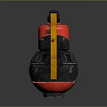 Red And Black Military Grenade With Yellow Accents Red Pull Ring And Orange Handle