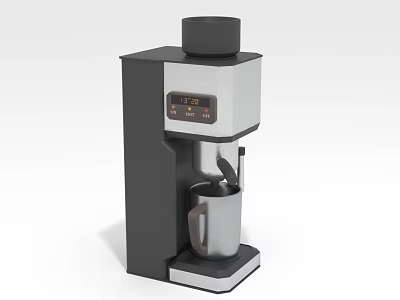 Electric Coffee Maker Modern Black And Silver Design With Digital Display And Stainless Steel Cup 3d model