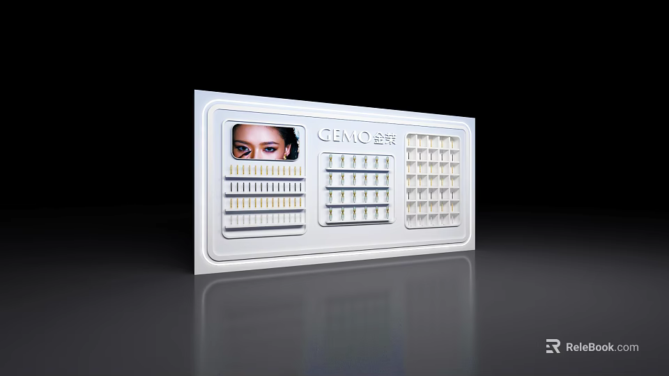 White Event Display Wall With GENO Logo Display Screen And Grid Panels 3d model