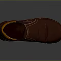 Casual Slip On Leather Shoes Maroon Brown With Yellow Accents Stitched Details Rubber Sole