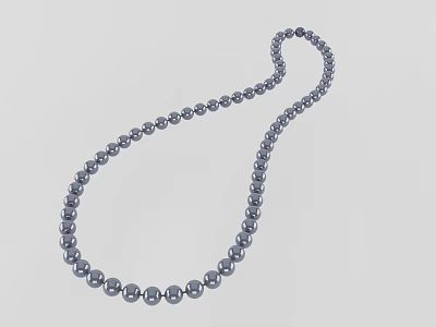 Elegant Gray Beaded Necklace With Uniform Round Beads On Light Gray Background 3d model
