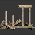 Ancient Greek Ruins With Broken Stone Columns And Circular Floor