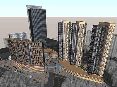 Modern High Rise Residential Buildings Complex With Urban Architectural Design and Surrounding Road Network 3d model
