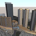 Modern High Rise Residential Buildings Complex With Urban Architectural Design and Surrounding Road Network