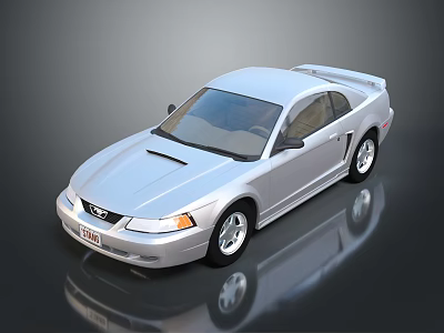 Silver Classic Sports Car With Two Door Sleek Body And Chrome Grille 3d model