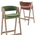 Elegant Modern Bar Stools With Wooden Frame Backrest And Colored Cushions 3d model
