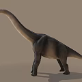 Giant Prehistoric Reptile With Long Neck Standing On Neutral Background