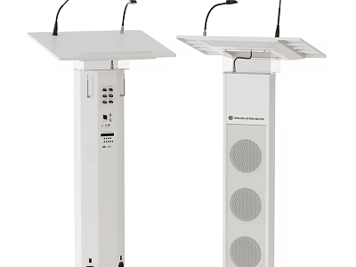 White Multifunctional Podium With Built in Microphones Control Panel And Speakers 3d model