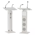 White Multifunctional Podium With Built in Microphones Control Panel And Speakers 3d model
