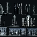 Different Fountains Showcasing Various Water Spray Patterns And Modern Design Styles 3d model