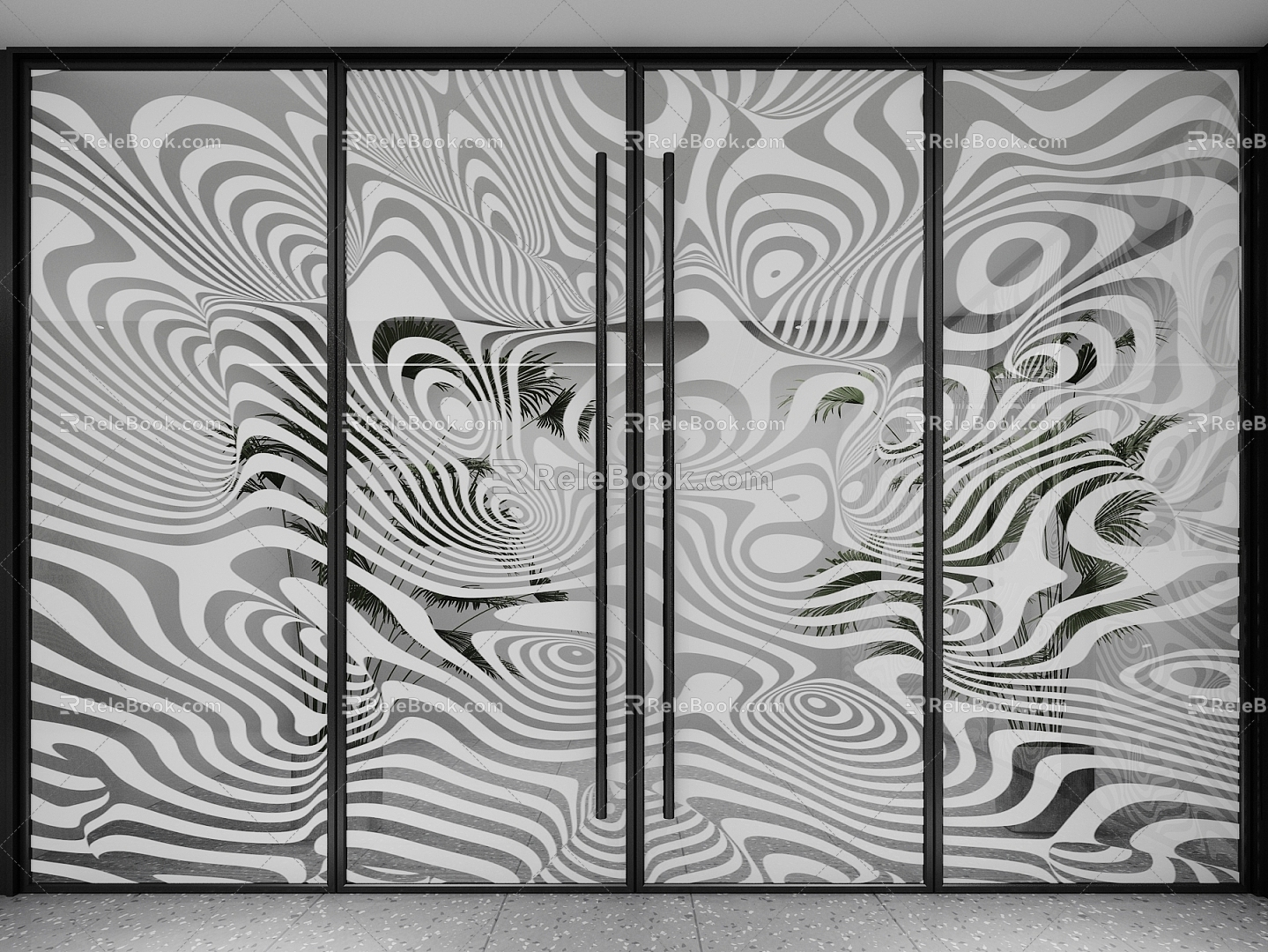 Modern Art Glass Door 3d model