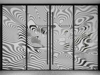 Modern Art Glass Door 3d model