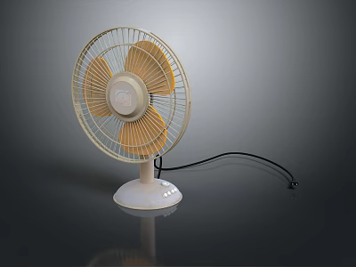 Modern Electric Table Fan With Yellow Blades White Base And Simple Design For Home Use 3d model