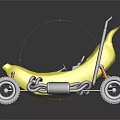 Creative Yellow Banana Shaped Car With Black Wheels And Gray Seat Structure