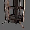 Vintage Agricultural Equipment With Metal Frame Spiked Top And Grid Design Base Supports