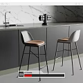 Modern Kitchen With Stylish Gray Brown Bar Stools Black Legs And Marble Wall Dark Cabinets