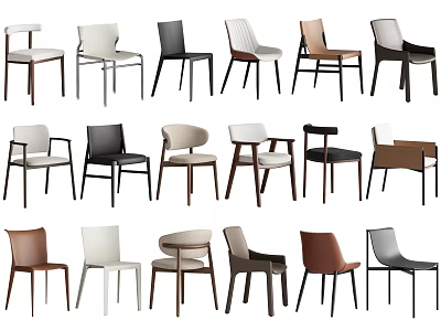 Various Modern Dining Chairs in Different Colors and Stylish Designs for Home Dining Room 3d model