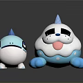 Playful Blue White Cartoon Characters With Pointed Tops And Large Eyes