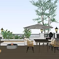 Serene Roof Garden Outdoor Space With Wooden Deck Fire Pit Dining Table And Umbrella