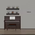 Musical Instruments and Art Supplies Featuring Piano Sheet Music on Poliform Shelves with Books