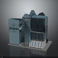 Modern High Rise Building Complex With Glass Curtain Walls And Reflective Facades