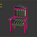 Wooden Armchair With Multicolored Striped Upholstery Carved Backrest And Decorative Legs