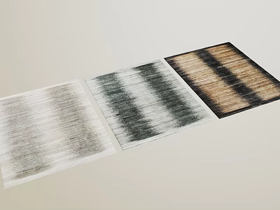 Three Different Contemporary Rugs With Striped Patterns And Neutral Tones 3d model