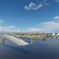 Modern Landscape Bridge With Various Arched Metal And Glass Scenic Designs