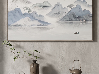 New Chinese Landscape Painting Texture Decorative Painting Italian Minimalist 3d model