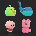Cute Colorful Cartoon Stuffed Dolls With Bird Whale Rabbit And Mushroom Designs