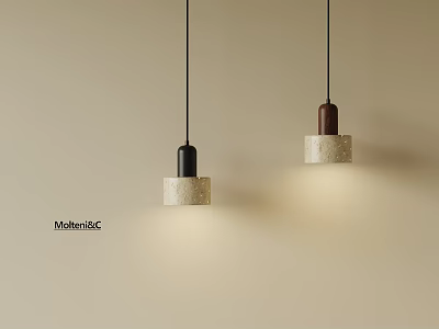Modernistic Pendant Lights With Concrete Shades And Metal Accents In Minimalist Design 3d model