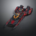 Advanced Cosmic Spaceship With Red Black Hull And Yellow Accent Engines