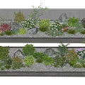 Decorative Layered Plant Combination With Various Green Plants Flowers Stones And Pebbles